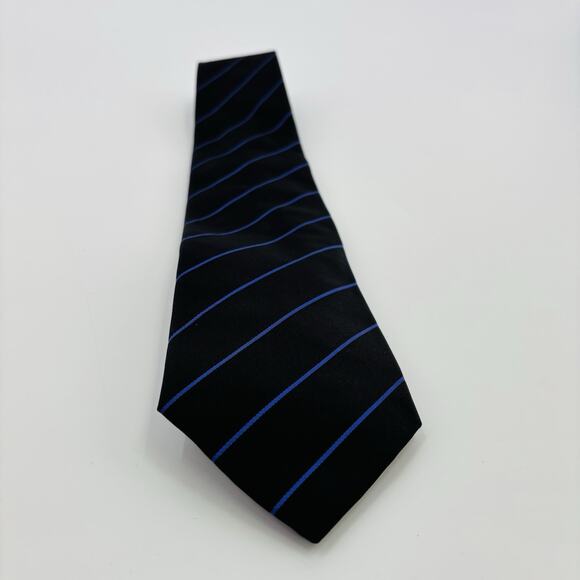 Vintage Ralph Lauren Purple Label Tie Italy Silk Navy Blue Stripe - Picture 2 of 6